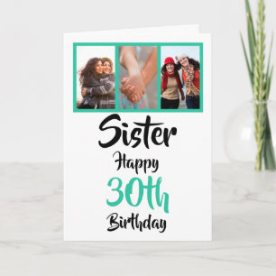 30th happy birthday sister photo collage Card