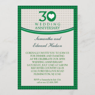 30th Heart Wedding Anniversary Invitation