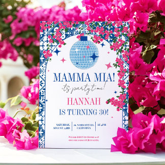 30th Mamma Mia Santorini Dancing Queen Birthday Invitation