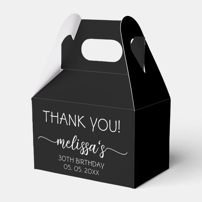 30th or Any Age Birthday Black Calligraphy Script Favour Box (Front Side)