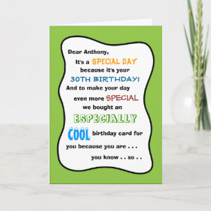 30th or ANY AGE Funny Birthday Greeting Card