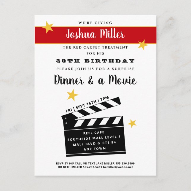 30th or Any Birthday Surprise Party Invitation Postcard (Front)