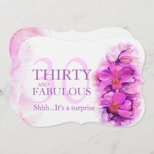 30th Orchid watercolor purple thirty and fabulous Invitation