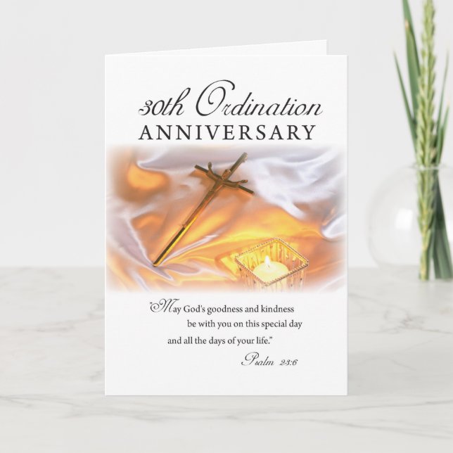 30th Ordination Anniversary, Cross Candle Card (Front)