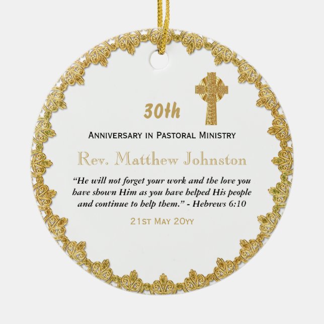 30th Ordination Anniversary Personalised Scripture Ceramic Ornament (Front)