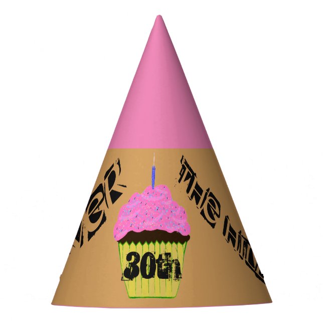 30th Over the Hill Pink Cupcake Balloons Hats (Front)