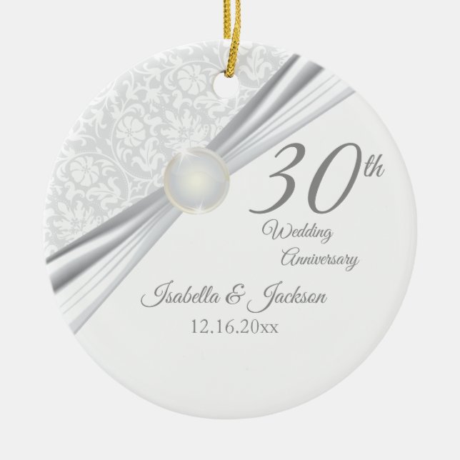 30th Pearl  Anniversary Ceramic Ornament (Front)