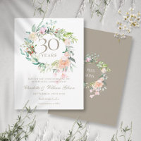30th Pearl Anniversary Save the Date Roses Floral