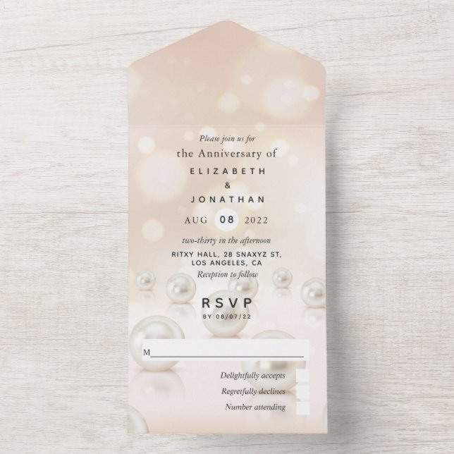 30th Pearl Wedding Anniversary All In One Invitati Invitation (Inside)