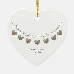 30th pearl wedding anniversary bunting gift  ceramic ornament