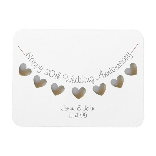 30th pearl wedding anniversary bunting gift magnet (Horizontal)