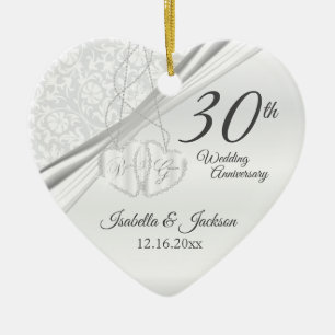 30th Pearl Wedding Anniversary Ceramic Ornament
