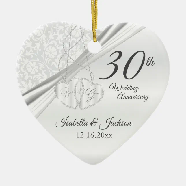 30th Pearl Wedding Anniversary Ceramic Ornament | Zazzle