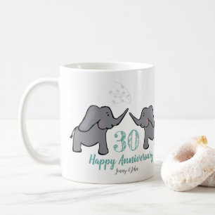 30th pearl wedding anniversary elephant coffee mug