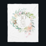 30th Pearl Wedding Anniversary Floral Garland Fleece Blanket<br><div class="desc">Featuring a delicate watercolor floral garland,  this chic botanical 30th wedding anniversary keepsake fleece blanket can be personalised with your special anniversary information in elegant pearl grey typography. Designed by Thisisnotme©</div>