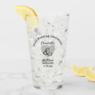30th  Pearl Wedding Anniversary Gift Personalised Glass