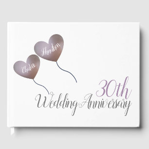 30th pearl wedding anniversary heart balloons guest book