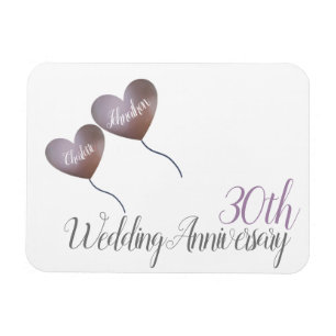 30th pearl wedding anniversary heart balloons magnet
