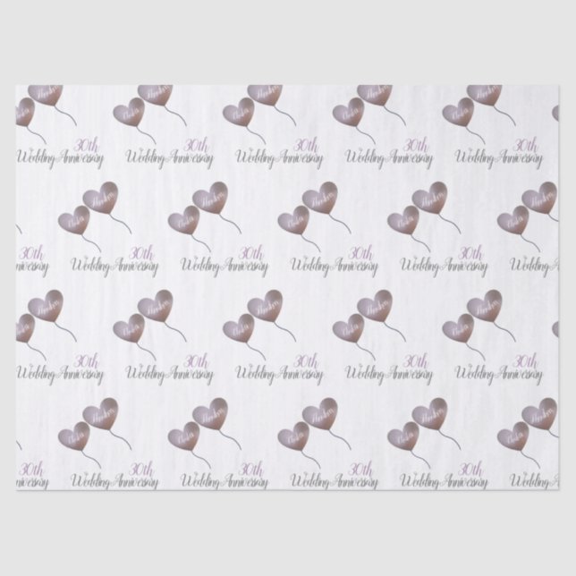 30th pearl wedding anniversary husband & wife tissue paper (Front)