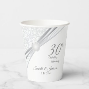 30th Pearl Wedding Anniversary  Paper Cups