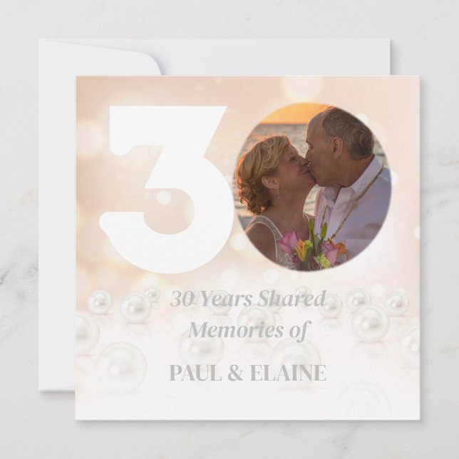 30th Pearl Wedding Anniversary Photo Personalised Invitation (Front)