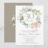 30th Pearl Wedding Anniversary Roses Greenery