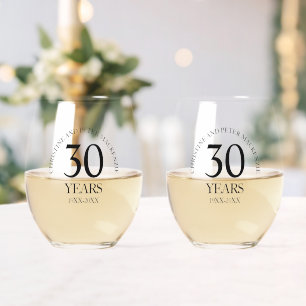 30th Pearl Wedding Anniversary Signature Stemless Wine Glass
