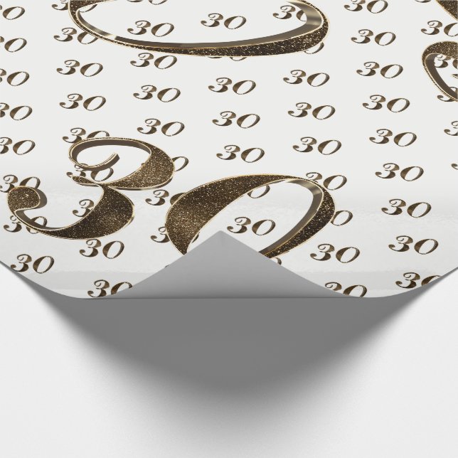 30th Pearl Wedding Anniversary Typography Elegant Wrapping Paper (Corner)