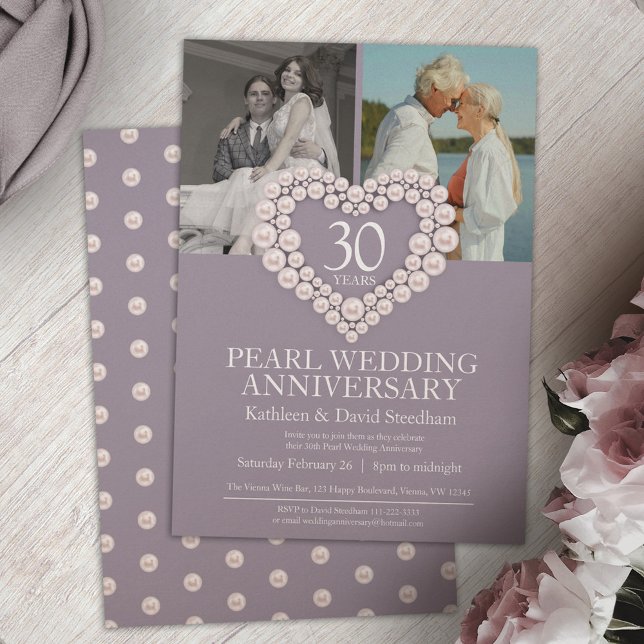 30th Pearl Wedding Anniversary vertical photo Invitation (Creator Uploaded)