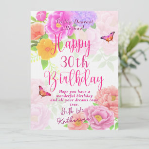 30th Peonies Garden Happy Birthday Card