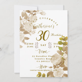 30th Rose Garden Birthday Invitation