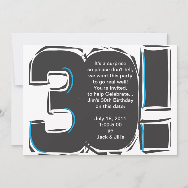 30th SImple Birthday Invite (Front)