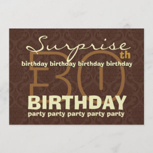 30th SUPRISE Birthday Chocolate and Gold G204 Invitation