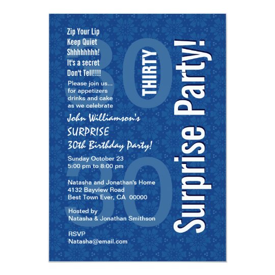 30th Surprise Birthday Blue Geometric Star Flowers Card