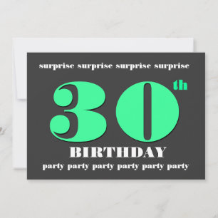 30th SURPRISE Birthday Party Invite - Lime & Grey