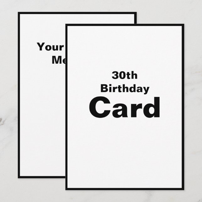 30th Thirtieth 30 Thirty 3-0 Birthday Card (Front/Back)