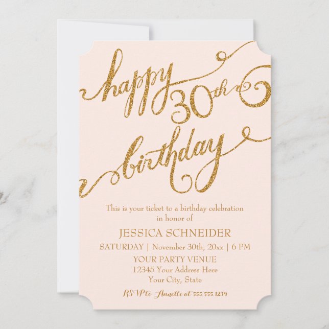 30th, Thirtieth Birthday Party Ticket Celebration Invitation (Front)
