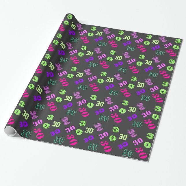 30th thirtieth birthday personalise age wrapping paper (Unrolled)