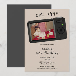 30th Vintage Birthday Photo 90's 1990's Invitation