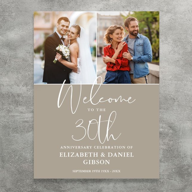 30th Wedding Anniversary 2 Photo Welcome Sign (30th Wedding Anniversary 2 Photo Welcome Sign)