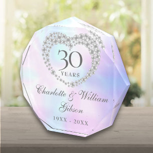 30th Wedding Anniversary Beautiful Pearl Heart Photo Block