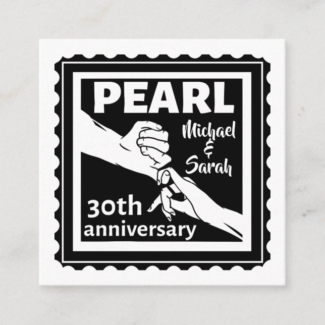 30th wedding anniversary black and white romantic enclosure card (Front)