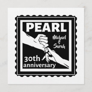 30th wedding anniversary black and white romantic invitation