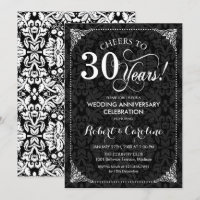 30th Wedding Anniversary - Black White Damask