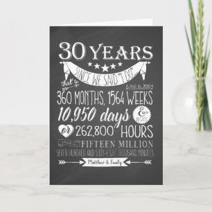 30th wedding anniversary, chalkboard, 30 years card