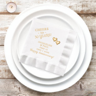 30th Wedding Anniversary Cheers Two Hearts Foil Napkins