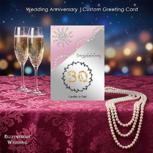 30th Wedding Anniversary   Elegant Pearl & Diamond Card