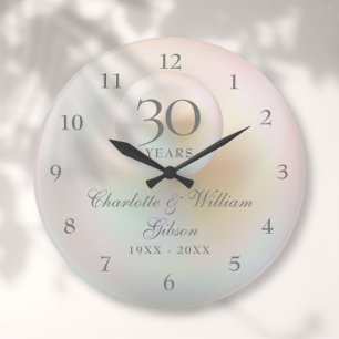 30th Wedding Anniversary Elegant Pearl  Large Clock