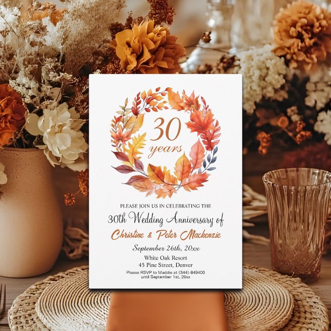 30th Wedding Anniversary Fall Floral Garland Invitation (Creator Uploaded)