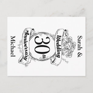 30th Wedding Anniversary Flowers Rose Romantic Postcard